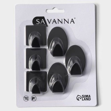 Set of metal self -adhesive hooks Savanna Black Loft Drop Box, 6 pcs-4