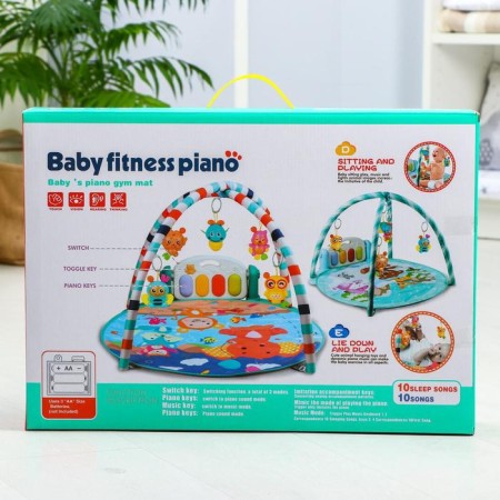 Developing rug "baby game", with a piano, round, blue-7