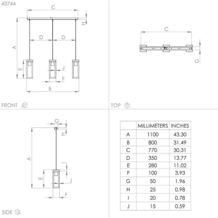 Nafferton chandelier, 3x40W E27-3