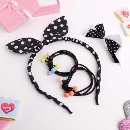 Solokha hair set (rim, 2 elastic bands, clamp) Funny peas