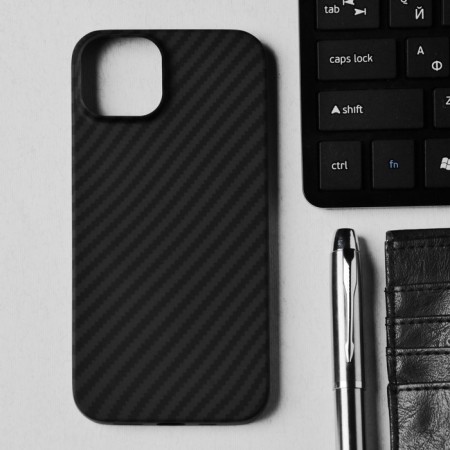Hoco Case for iPhone 14, Kevlar Texture, Magsafe support, Black-3