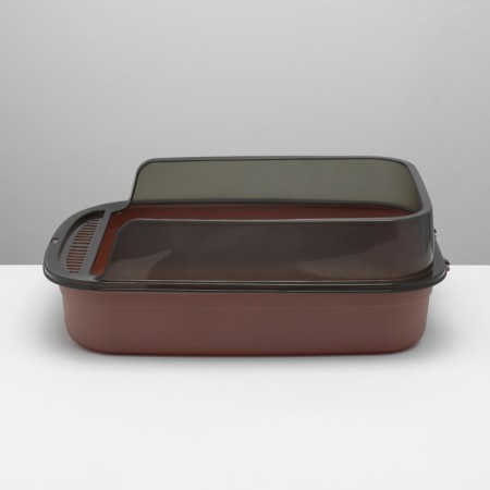 Toilet with transparent sides with a scoop and filter, 50 x 34 x 18 cm, brown-6