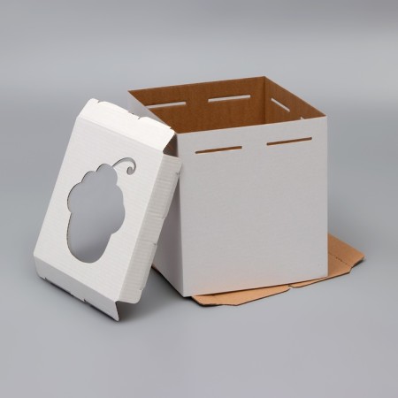 Box for a cake with a window, "cake", white, 26 x 26 x 30 cm-4