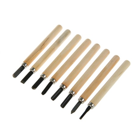 A set of wood cuts, wooden handle, 8 pcs.