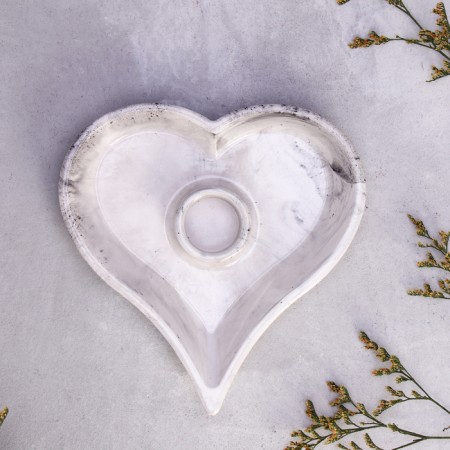 Gypsum Climber "Heart", 14x2.5cm, marble with black stripes-2