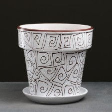 Pot floral abstraction white 7 l