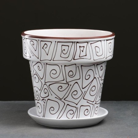 Pot floral abstraction white 7 l