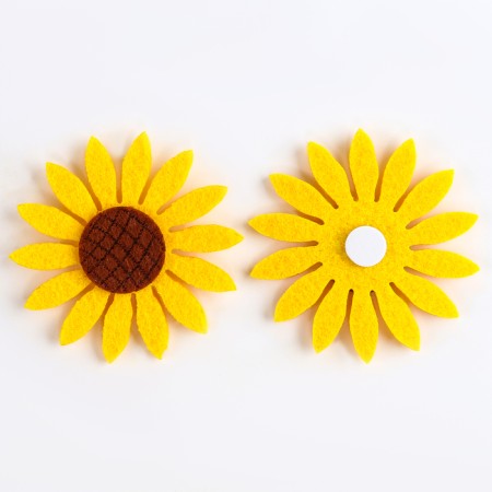 Adhesive -based felt decor, set 20 pcs., Size 1 pc. - 6 × 6 cm., Yellow color-2