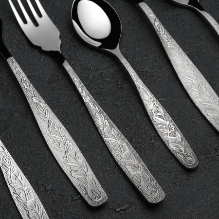 Set of dining room "Uralochka", 60 items, thickness 2 mm, decorative box, silver color-3