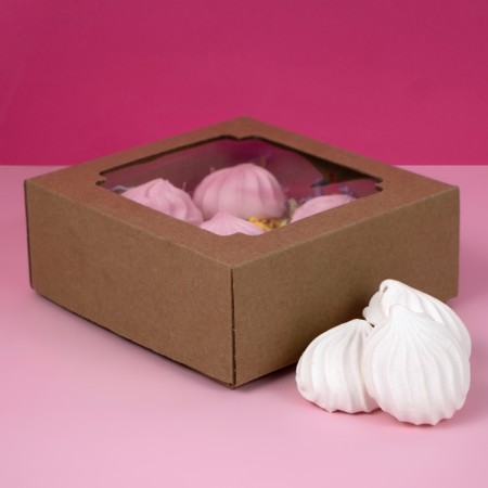 Box of a team without printing a lid is a brown with a window 14.5 x 14.5 x 6 cm-6