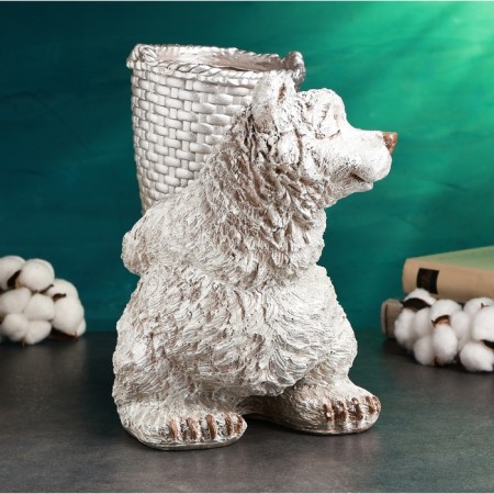 Steam for the little things "Bear with a basket" White with silver, 30cm-3