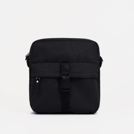 Men's bag over the shoulder, textura, textiles, black color-1