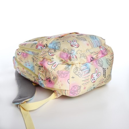 School backpack from textile 2 department on lightning, 4 pockets, yellow color-4