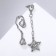 Hanging earrings with rhinestones “Star” with a spiral, white color in silver, 6.5 cm
