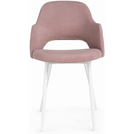 Stol on a metal frame Gutrids metal/velor, white/pink 51x56x82 cm-2