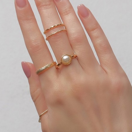 Ring set 5 pieces "perfect fingers" grace, white color in gold-2