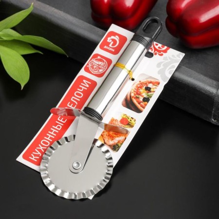 Knife for pizza and dough the share "Assistant", 18 cm, ribbed, black color-2