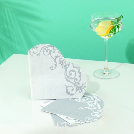 Napkin "Heart" 12pcs/UP "silver"-1