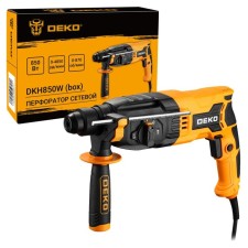 Перфоратор сетевой DEKO DKH850W, 850 Вт, SDS-Plus, БЗП, 4850 уд/мин, 3 Дж, 3 режима