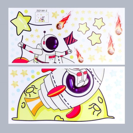 Sticker Plastic Interior color "Cosmonaut on the rocket" 30x60 cm set 2 sheets-1