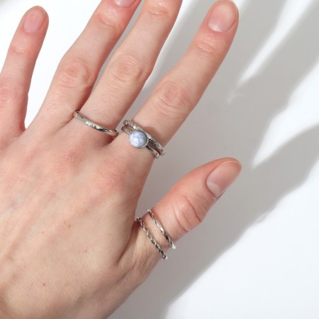 Ring set 5 pieces "perfect fingers" crown, white color in silver-3