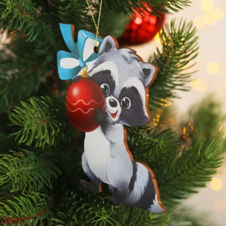 New Year's wooden pendant "New Year! Raccoon "-2
