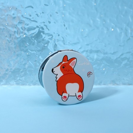 Mirror - Antistress "Corgi", folding, d = 7.2 cm, with an increase, artificial leather, blue color-4