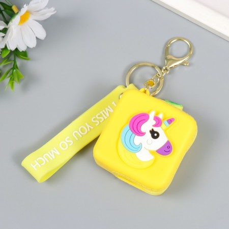 A keychain wallet with a carbine silicone "Bright pictures" Square yellow mix 6x3x7 cm-2