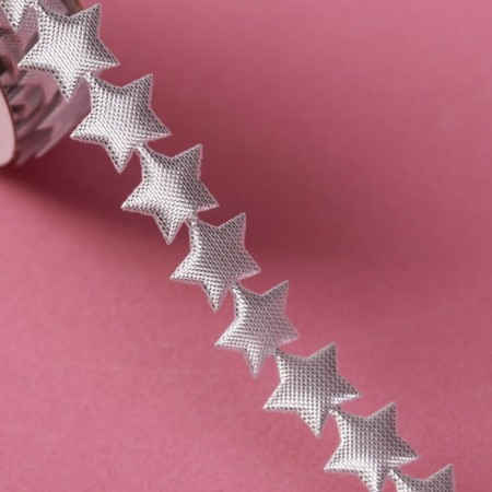 Figure tape "Stars", 15 mm, 9 ± 0.5 m, silver color