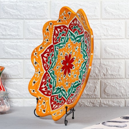 Largan Rishtan ceramics "Flowers", 40 cm, corrugated-2