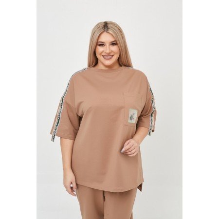 Female suit, size 56, beige color-2