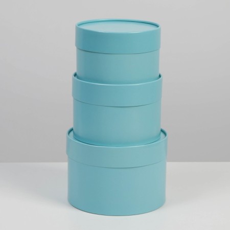 A set of hats 3 in 1 blue, gift packaging, 16 x 10, 14 x 9, 13 x 8.5 cm-2