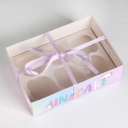 Capcake box, confectionery packaging, 6 cells, Unicake, 23 x 16 x 7.5 cm-1