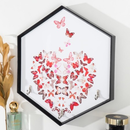 Decorative hooks 3 hooks "Heart from butterflies" 34x30 cm-1