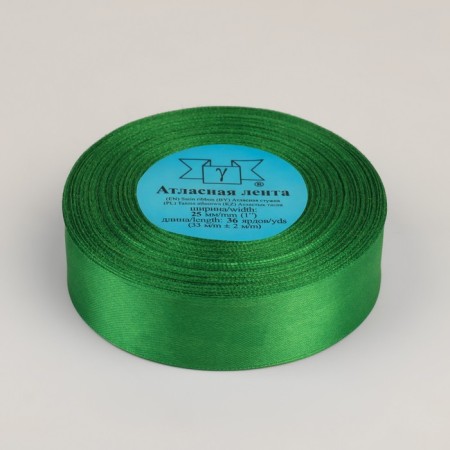 Satin tape, 25 mm × 33 ± 2 m, color green No. 019-1