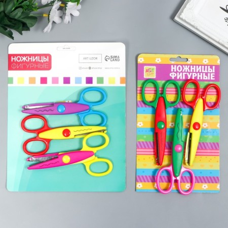 Scissors of embossed "Flower" (set 3 pcs) mix 13 cm-7