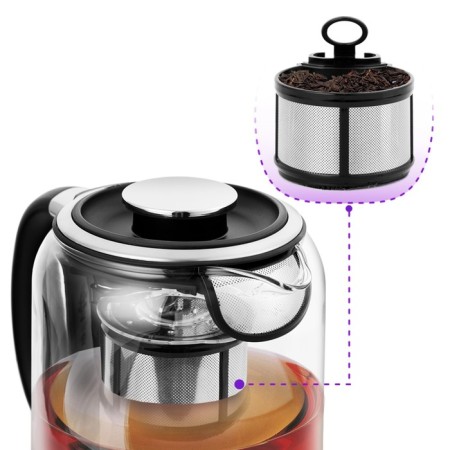 Electric kettle KitFort KT-6116, glass, 1.7 l, 2200 watts, backlight, silver-3