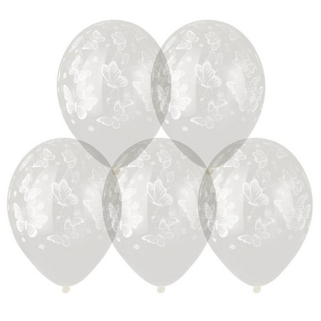 Latex ball 14 "Butterflies", set 25 pcs., Transparent-1