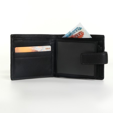 Male purse on the button, black color-5