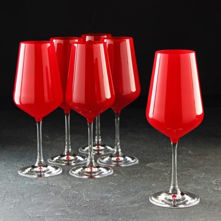 A set of glasses for the wine Bohemia Crystal "Sandra", 450 ml, 6 pcs, red red color
