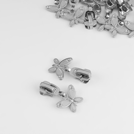 Automatic lock for metal zippers, No. 5, decorative, 10 pcs, Nickel color-1