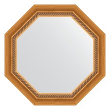 Mirror in the baguette frame, aged gold with weaving 70 mm, 58x58 cm