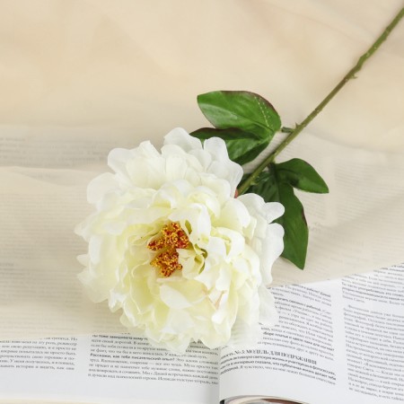 Artificial flowers "velvet peony" 15x55 cm, white