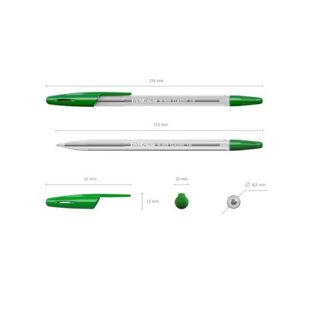 Ballpoint handle Erich Krause R-301 Classic Stick, Node 1.0 mm, green ink, letter line 2000 meters, barcode on the handle-1