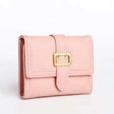 Women's wallet on the button, pink color