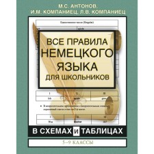 All the rules of the German language for schoolchildren in diagrams and tables. Grades 5-9. Antonov M.S., company