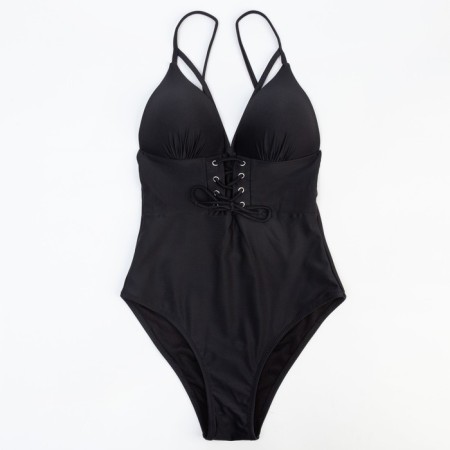Women's swimsuit Minaku on lacing, black color, size 44-5