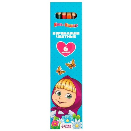Colored pencils, 6 colors, trihedral, Masha and bear-3