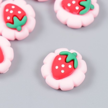 Decor for creativity plastic "Strawberry on a flower" 2x2 cm