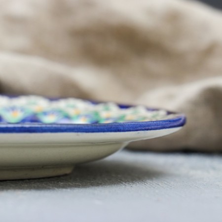 Plate of the Rishtan ceramics "Flowers", blue, flat, 17 cm, mix-2